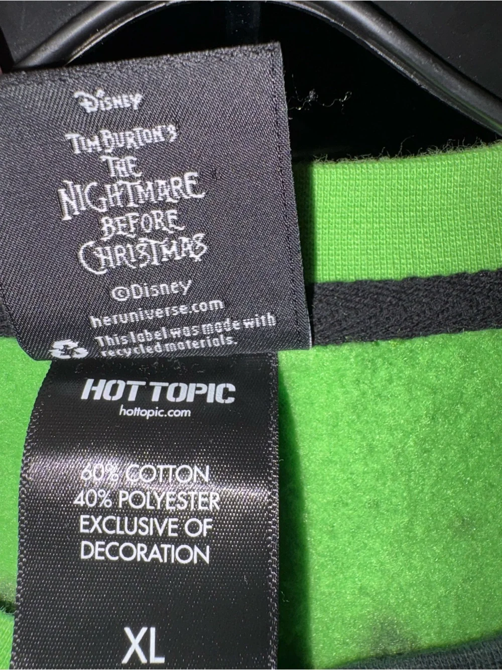 Disney Nightmare Before Christmas Neon Green and Black Tie-Dye Sweatshirt